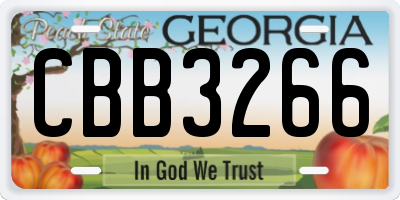GA license plate CBB3266