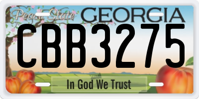 GA license plate CBB3275