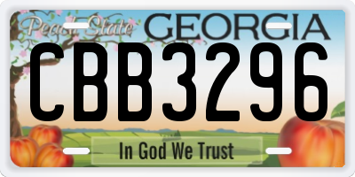 GA license plate CBB3296