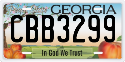 GA license plate CBB3299