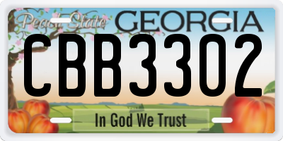 GA license plate CBB3302