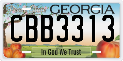 GA license plate CBB3313