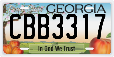 GA license plate CBB3317