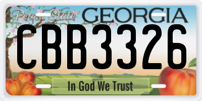 GA license plate CBB3326