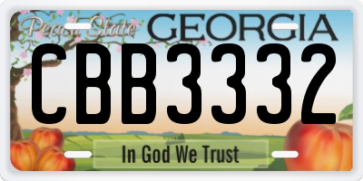GA license plate CBB3332