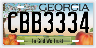 GA license plate CBB3334