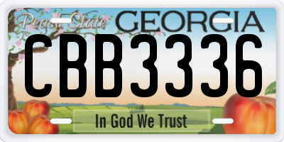 GA license plate CBB3336