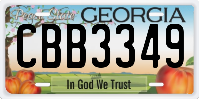 GA license plate CBB3349