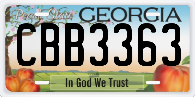 GA license plate CBB3363