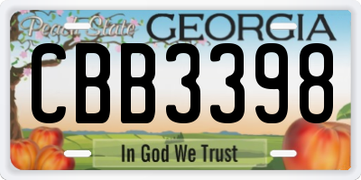 GA license plate CBB3398