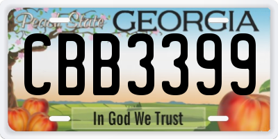 GA license plate CBB3399