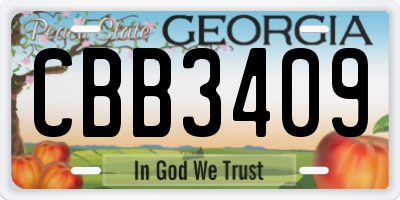 GA license plate CBB3409
