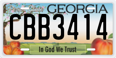 GA license plate CBB3414