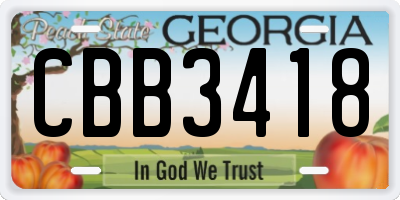 GA license plate CBB3418