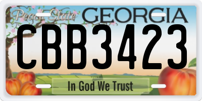 GA license plate CBB3423