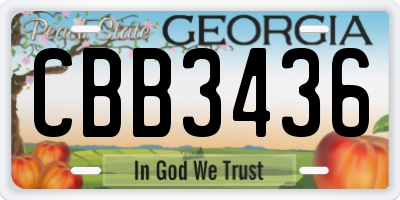 GA license plate CBB3436