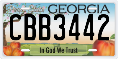 GA license plate CBB3442