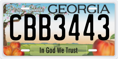 GA license plate CBB3443