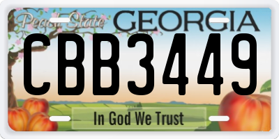 GA license plate CBB3449