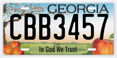 GA license plate CBB3457
