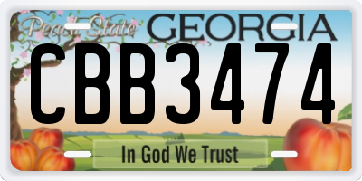 GA license plate CBB3474