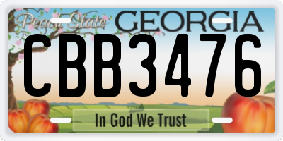 GA license plate CBB3476