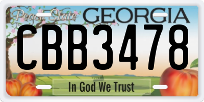 GA license plate CBB3478