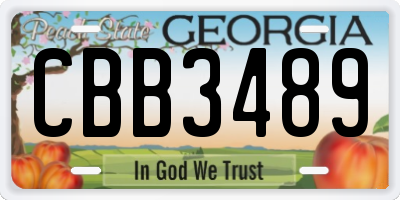 GA license plate CBB3489