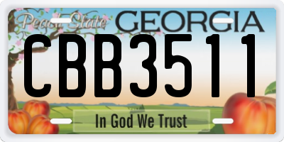 GA license plate CBB3511