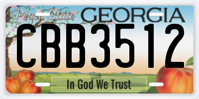 GA license plate CBB3512