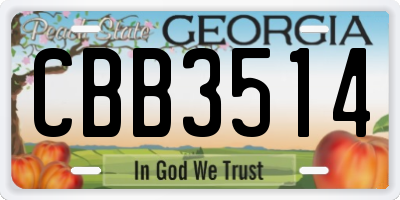 GA license plate CBB3514