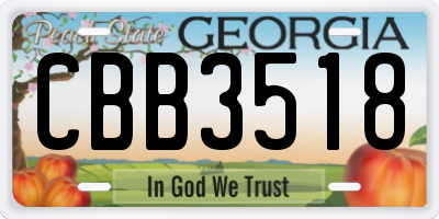 GA license plate CBB3518