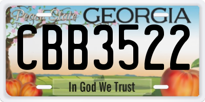 GA license plate CBB3522