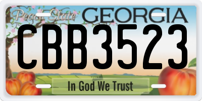 GA license plate CBB3523