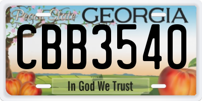 GA license plate CBB3540