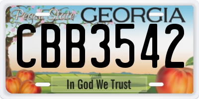 GA license plate CBB3542