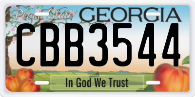 GA license plate CBB3544