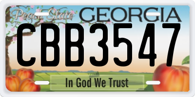 GA license plate CBB3547