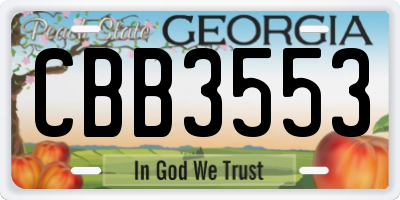 GA license plate CBB3553