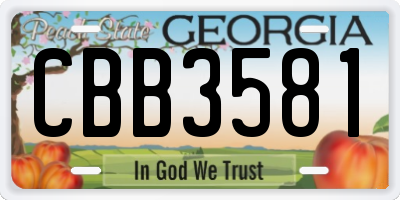 GA license plate CBB3581