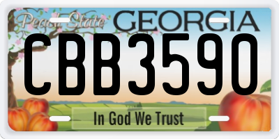 GA license plate CBB3590