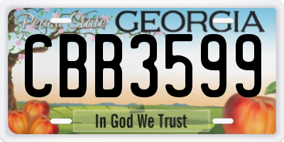 GA license plate CBB3599