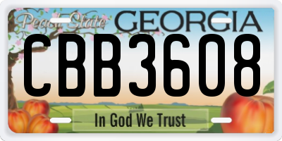 GA license plate CBB3608