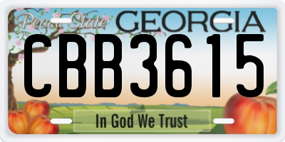 GA license plate CBB3615