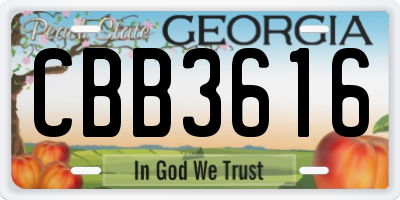 GA license plate CBB3616