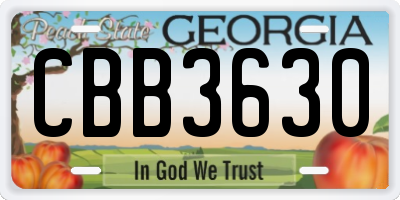 GA license plate CBB3630