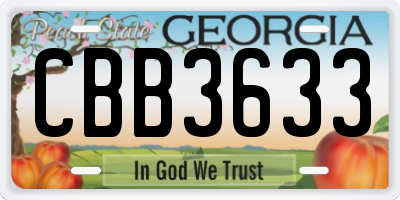 GA license plate CBB3633