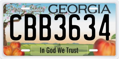 GA license plate CBB3634