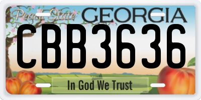 GA license plate CBB3636