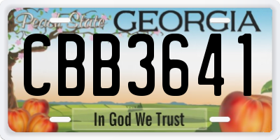 GA license plate CBB3641